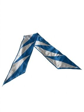 Vera Neumann Blue & White Diagonal Stripe Silk Skinny Scarf / Twilly